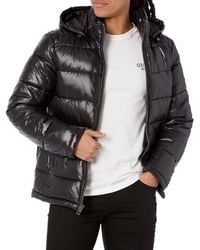 Guess - Mens Mid-weight Puffer Jacket With Removable Hood Down Alternative Coat - Lyst