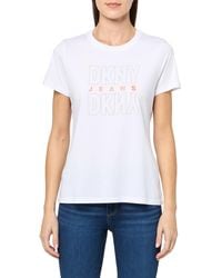 DKNY - Short Sleeve V-neck Mesh Ruched Knit Top - Lyst
