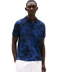 Tommy Hilfiger - Short Sleeve Linen Polo Shirts In Regular Fit With Tropical Print Designs - Lyst