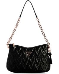 Guess - Adelard Top Zip Shoulder Bag Black - Lyst