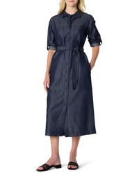 Amazon Essentials - Regular-fit Denim Chambray Long-sleeve Button-up Midi Dress - Lyst