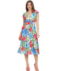 Maggy London - Plus Size Sleeveless V-neck Floral Printed Ribbon Stripe Dress Day Party Event Date Guest Of - Lyst
