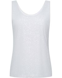Anne Klein - Sequin Mesh Double V Scoop Tank W Piping Bright White - Lyst