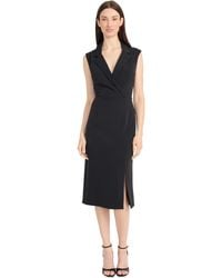Maggy London - Tailored Wrap Midi Deep V-neck-sleeveless Professional Wear-formal Evening Dress - Lyst