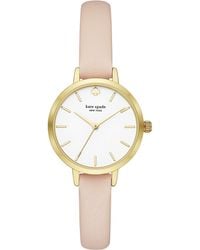 Kate Spade - Metro Quartz Metal And Leather Three-hand Watch - Lyst