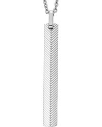 Fossil - Stainless Steel Silver-tone Harlow Linear Texture Bar Necklace - Lyst