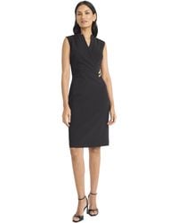 Maggy London - Sleeveless Scuba Crepe Sheath V-neck Wrap Bodice-professional Cocktail Dresses - Lyst