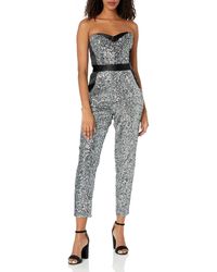 MILLY - Rent The Runway Pre-loved Silver Sequins Bustier Jumpsuit - Lyst