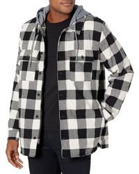 Levi's - Cotton Plaid Shirt Jacket With Soft Faux Fur Lining And Jersey Hood - Lyst