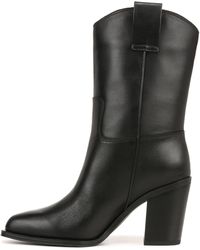 Franco Sarto - S Valor Square Toe Mid Calf Heeled Boots Black Leather 5 M - Lyst