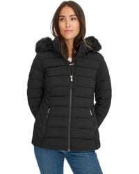 Tommy Hilfiger - Faux Fur Trimmed Short Puffer Black X-large - Lyst