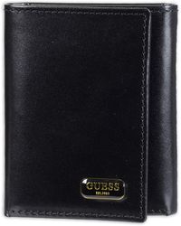 Guess Leather Trifold Wallet - Nero