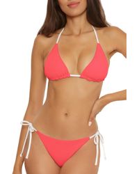 Lucky Brand - Standard Clear Lines Reversible Triangle Top And Tie Side Bottom Bikini Set - Lyst