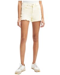 7 For All Mankind - Monroe Cuttoff Short Yellow - Lyst