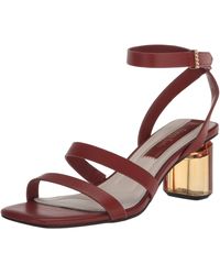 Franco Sarto - S Lisa Strappy Sandal Lucite Heel Rust Brown Leather 10 M - Lyst