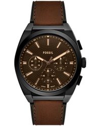 Fossil - Everett Chronograph Brown Leather Watch - Lyst