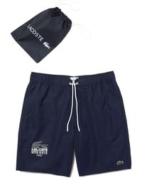 Lacoste - Bold Branding Swim Trunks Navy Blue - Lyst