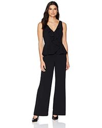 Eliza J V-neck Ruffle Jumpsuit - Black