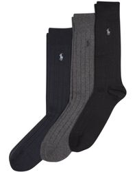 Polo Ralph Lauren - Rib Crew Sock 3 Pair Pack - Lyst
