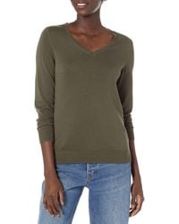 Amazon Essentials - Vrouwen Lichtgewicht V-hals Trui,olijf,s-m - Lyst