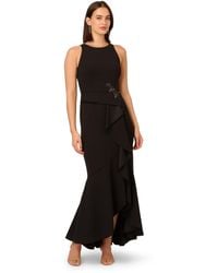 Adrianna Papell - Studio Beaded Crepe Halter Gown - Lyst