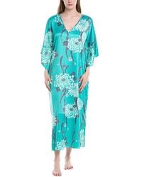 Natori - Obi Butterfly Caftan Length 52",aqua,medium - Lyst