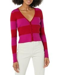 Rebecca Taylor - Womens Rib Merino Striped Cropped Cardigan Sweater - Lyst