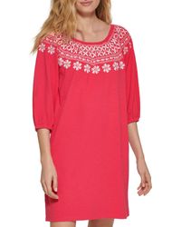 Tommy Hilfiger - Off The Shoulder Embroidered Casual Dress - Lyst