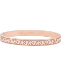 Michael Kors - Mk Logo Pink And Rose Gold-tone Brass Bangle Bracelet - Lyst