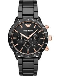 Emporio Armani - Chronograph Black Ceramic Watch - Lyst