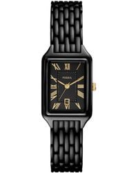 Fossil - Raquel Three-hand Date Black Stainless Steel Watch - Lyst