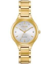 Citizen - Eco-drive Dress Classic Diamond Watch In Gold-tone Stainless Steel - Lyst