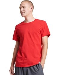 Russell - Cotton Performance Sleeveless Muscle T-shirt,true Red,medium - Lyst