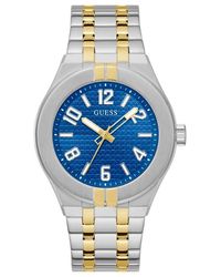 Guess - 44 mm Armbanduhr – zweifarbiges Armband blaues Zifferblatt zweifarbiges - Lyst