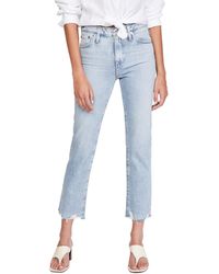 AG Jeans - Isabelle High-rise Straight Leg Crop Jean With Destroyed Hem - Lyst