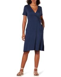 Amazon Essentials - Short-sleeved Faux-wrap Dress - Lyst