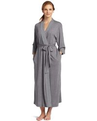 Natori Shangri La Long Robe With Kimono Sleeves, Bathrobe For - Gray