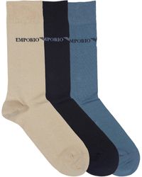 Emporio Armani - , 3-pack Short Socks, Marine/nude/avio, One Size - Lyst