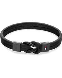 Tommy Hilfiger - Braided Knot Leather Bracelet - Lyst