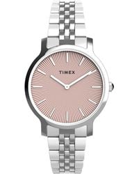 Timex - Stainless Steel Bracelet Pink Dial Silver-tone - Lyst