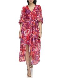 Eliza J - Metallic Hi-Low Cocktail And Party Dress - Lyst