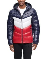 Tommy Hilfiger Rubber Heavyweight Chevron Quilted Performance Hooded Puffer  Jacket in Camo/Black (Black) for Men | Lyst