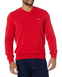 Lacoste - Long Sleeve Regular Fit V-neck Organic Cotton Sweater - Lyst