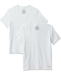 Nike - All Day Cotton Stretch S/s V Neck 2pk Undershirts White - Lyst