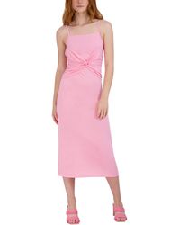 BCBGeneration - Fit And Flare Midi Dress Adjustable Spaghetti Strap Tie Twist Front Open Plunging Back - Lyst