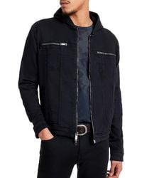 John Varvatos - Hooded Jean Jacket O1296s2b Black 1 Md - Lyst