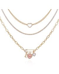 Juicy Couture - Goldtone Pink Heart Layered Necklace For - Lyst