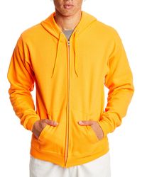 Hanes - , Ecosmart Fleece Full Hoodie, Zip-up Hooded Sweatshirt For , Safety Orange - Lyst