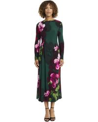 Maggy London - Elegant Floral Midi Bodycon Long Sleeve Cinched Waist-wedding Guest Cocktail Garden Dress - Lyst