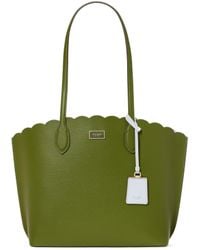 Kate Spade - Suite Scalloped Crossgrain Leather Large Open Tote - Lyst